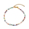 Glass Beaded Multi-strand Anklets, with 304 Stainless Steel Lobster Claw Clasps, Faceted, Triangle, Colorful, Golden, 9-1/2 inch(24cm)