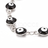 Enamel Oval with Evil Eye Link Chains Bracelet BJEW-P271-04P-03-2