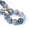 Natural Black Silk Stone/Netstone Round Bead Strands X-G-E334-8mm-05-3