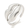 Non-Tarnish 304 Stainless Steel Lip Open Cuff Ring for Women RJEW-A043-20P-1