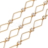 Handmade Brass Pave Clear Cubic Zirconia Rhombus Link Chains CHC-G027-01G-1