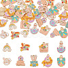 36Pcs 9 Styles Easter Alloy Enamel Pendants ENAM-TA0003-91-1