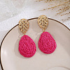 Bohemian Style Raffia & Iron Dangle Stud Earrings FS-WGF5ABF-01-1