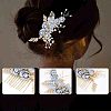 Bridal Alloy Rhinestone Hair Combs & Hair Forks Set PHAR-WH0015-06G-5