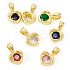 7Pcs 7 Colors Brass with Cubic Zirconia Charms KK-TA0008-37-3