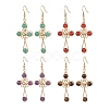 4 Pairs Brass Natural Gemstone Dangle Earrings EJEW-TA00728-2