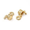 Rack Plating Brass Micro Pave Clear Cubic Zirconia European Dangle Charms KK-E060-16G-2