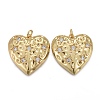 Hammered Brass Micro Pave Clear Cubic Zirconia Pendants KK-F821-14G-1