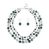 Resin Imitation Pearl Round Beaded Multilayer Necklaces & Dangle Earrings Sets WG4EAB6-03-2