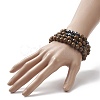 4Pcs 4 Style Natural Wenge Wood & Synthetic Hematite Beaded Stretch Bracelets Set for Women BJEW-JB09156-6