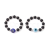 Handmade Evil Eye Lampwork with Glass Finger Rings for Couples RJEW-TA00231-2