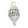 Brass Micro Pave Clear Cubic Zirconia Hollow Oval Connector Charms KK-A230-05A-S-1