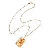 Natural Amber Rectangle Pendant 304 Stainless Steel Cable Chain Necklaces NJEW-JN05981-02-4