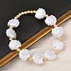 Brass & Plastic Beaded Stretch Bracelets for Women BJEW-F515-09G-3