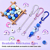 DIY Rainbow Round Wood & Aluminum Keychain Making Kits DIY-YW0012-31-2