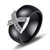 Cross Brass Micro Pave Clear Cubic Zirconia with Porcelain Finger Rings FS-WG0A171-11-1