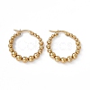 201 Stainless Steel Round Beaded Hoop Earrings with 304 Stainless Steel Pins for Women EJEW-B016-14B-G-1