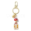 Japanese Maneki Neko Brass Bell Pendant Keychain KEYC-WH0036-13LG-03-2