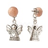 Natural Gemstone Half Round with Alloy Fairy Front Back Stud Earrings EJEW-JE04947-3