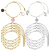 10Pcs 2 Colors 304 Stainless Steel Paperclip Chain Bracelets BJEW-YW00013-01-2
