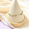 Teardrop Natural Chalcedony & Brass Beaded Bracelets for Women BJEW-JB13960-01-1