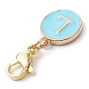 26Pcs Flat Round with Letter A~Z Alloy Enamel Pendant Decorations HJEW-JM02563-5