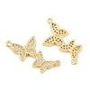 Brass Micro Pave Clear Cubic Zirconia Connector Charms CU-CBA908F-04G-02-2