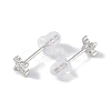 Rhodium Plated Clover 999 Fine Silver Cubic Zirconia Stud Earrings for Women EJEW-S215-16P-3