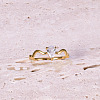 Teardrop 304 Stainless Steel with Clear Cubic Zirconia Finger Rings for Women FS-WG6614B-03-2