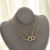 304 Stainless Steel Double Layer Snake Chain 2-Ring Link Necklaces NJEW-R017-01G-2
