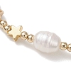 Natural Cultured Freshwater Pearl & Brass & 304 Stainless Steel Beads Braided Bead Bracelets for Women BJEW-JB13109-02-3