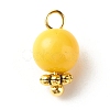 Imitation Jade Round Glass Beads Charms PALLOY-JF01142-2