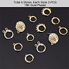 12Pcs 2 Style Brass Huggie Hoop Earring with 2Pcs Ring Stud Earring Findings KK-PH0002-84-6