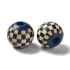 Wood Laser Engraved Tartan Beads WOOD-I011-01B-06-1