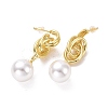 Knot with Plastic Pearl Dangle Stud Earrings EJEW-A072-08LG-2