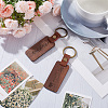 2Pcs 2 Styles Word His Only/His Queen Engraved Wooden with Leather Keychain WOOD-GF0001-81-4
