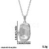 304 Stainless Steel Textured Rectangle Pendant Necklaces for Women VF3320-1-1