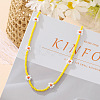 Bohemian Daisy Flower Glass Seed Beaded Necklaces with Alloy End Chains FS-WGC49A6-03-1