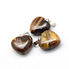 Heart Natural Tiger Eye Pendants G-Q371-06-2