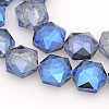 Hexagon Electroplate Full Rainbow Plated Glass Beads Strands EGLA-P015-M-3