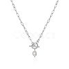 Minimalist Imitation Pearl Rice Pendant Stainless Steel PaPerclip Chain Necklaces for Everyday Women's Wear OX8079-1-1