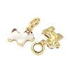 Brass White Enamel Puppy European Dangle Charms X-KK-K293-45G-2