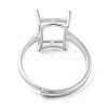 Rectangle Adjustable 925 Sterling Silver Solitaire Ring Settings STER-G042-08P-3
