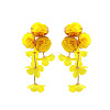 Alloy Cloth Flower Tassel Stud Earrings FS-WG1853D-01-1