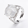 Adjustable Natural Quartz Crystal Finger Rings RJEW-F075-01G-4