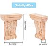 Natural Solid Wood Carved Onlay Applique Craft WOOD-WH0104-39-2