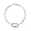304 Stainless Steel Paperclip Chains Bracelets with Screw Carabiner Lock for Women BJEW-JB14206-3