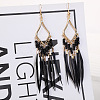 Bohemian Style Alloy Glass Seed Beaded Feather with Rhombus Chandelier Earrings FS-WG1E384-01-1