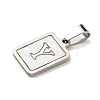 304 Stainless Steel Pave Natural White Shell Pendants STAS-S130-03P-Y-2