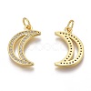 Brass Micro Pave Clear Cubic Zirconia Pendants ZIRC-Z008-24G-2